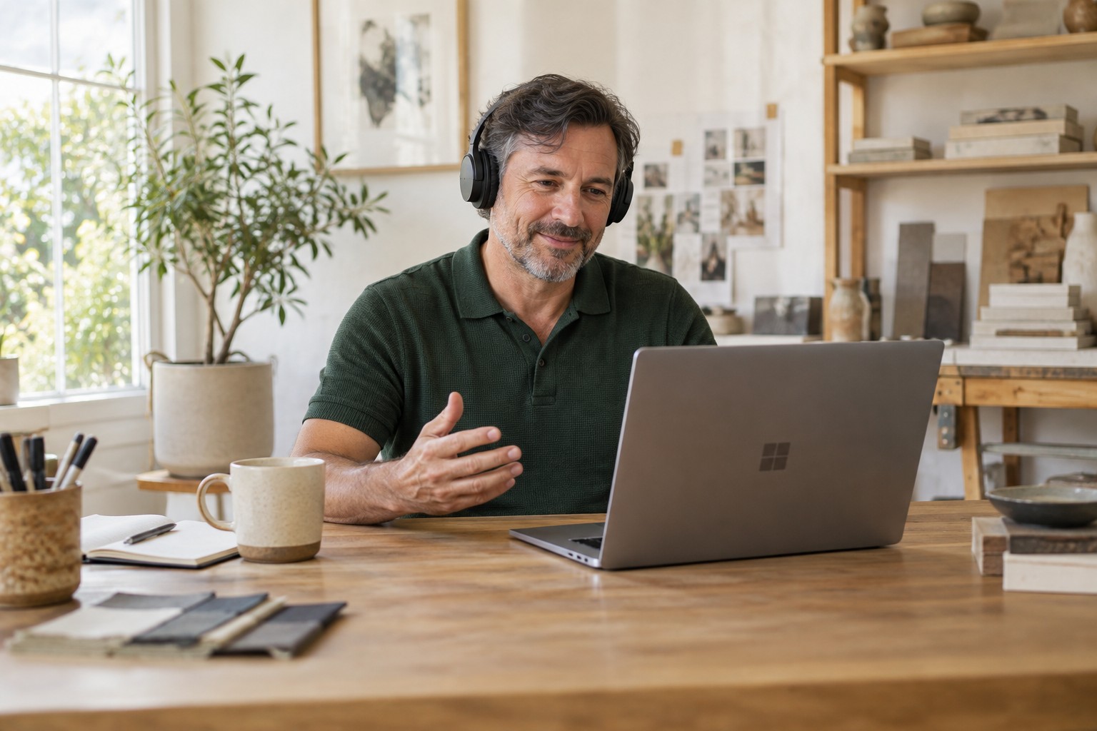 A person receiving remote assistance on a laptop